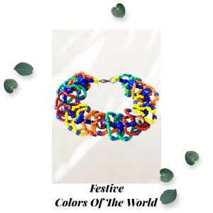Festive Colors of the World - Flat Spiral Woven Braclelet